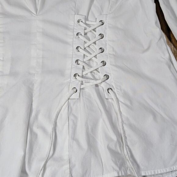 NWOT Anthropologie Guest Editor Lace Up Corset Style White Blouse Top - Picture 3 of 5